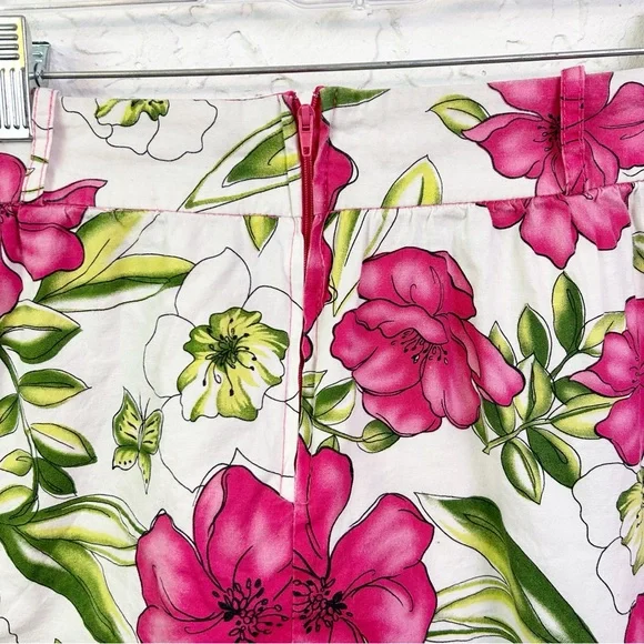 Vintage y2k White Pink Floral Low Rise Mini Skirt Size Large - Picture 5 of 6